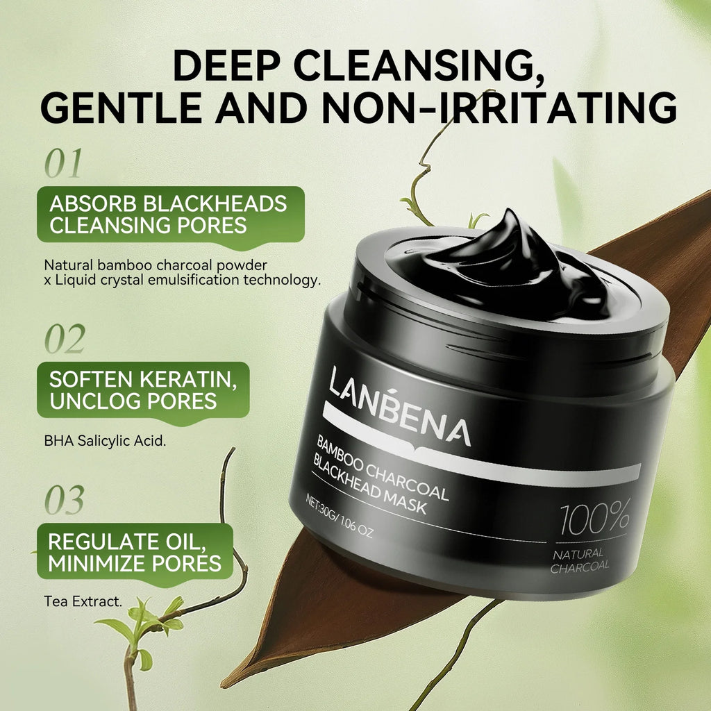 3-In-1 Blackhead Removal Set - Bamboo Charcoal Pore Strips (30G), Pore Minimizing Serum (30Ml) & Removal Paper - Mask for Face, Minimizes Pores & Leaves Skin Fresh & Clean, Blackhead Remover