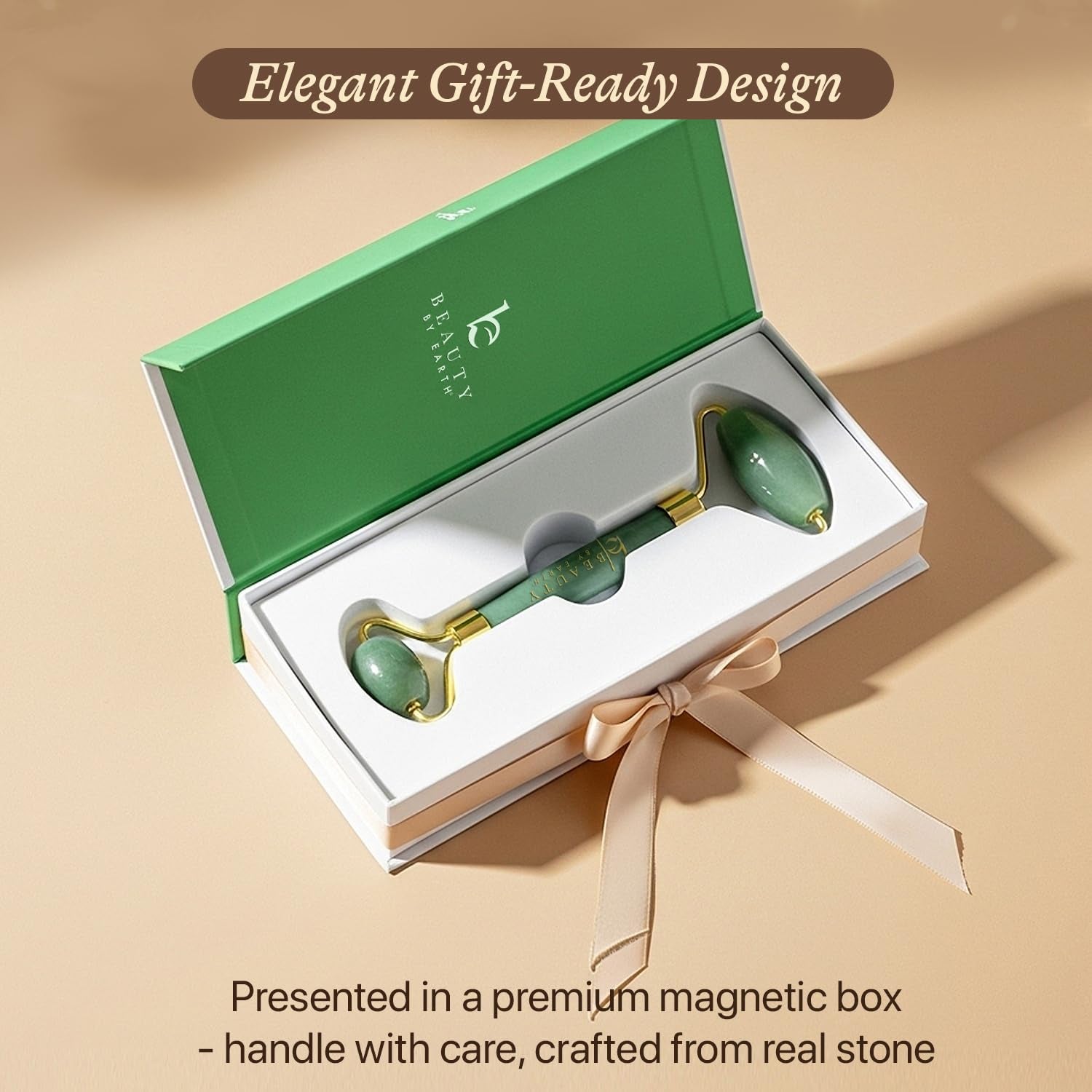 Jade Roller for Face - Smoothes Fine Lines & Wrinkles, Face Massager Skin Care Tools with Small Eye Roller for Puffy Eyes, De-Puffing & Firming Facial Tool, Self Care Gifts for Women