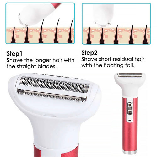 5-In-1 Electric Razor for Women, Waterproof Body Shaver & Facial, Nose, Eyebrow, Bikini Hair Trimmer, Arm, Leg, Armpit Grooming Kit