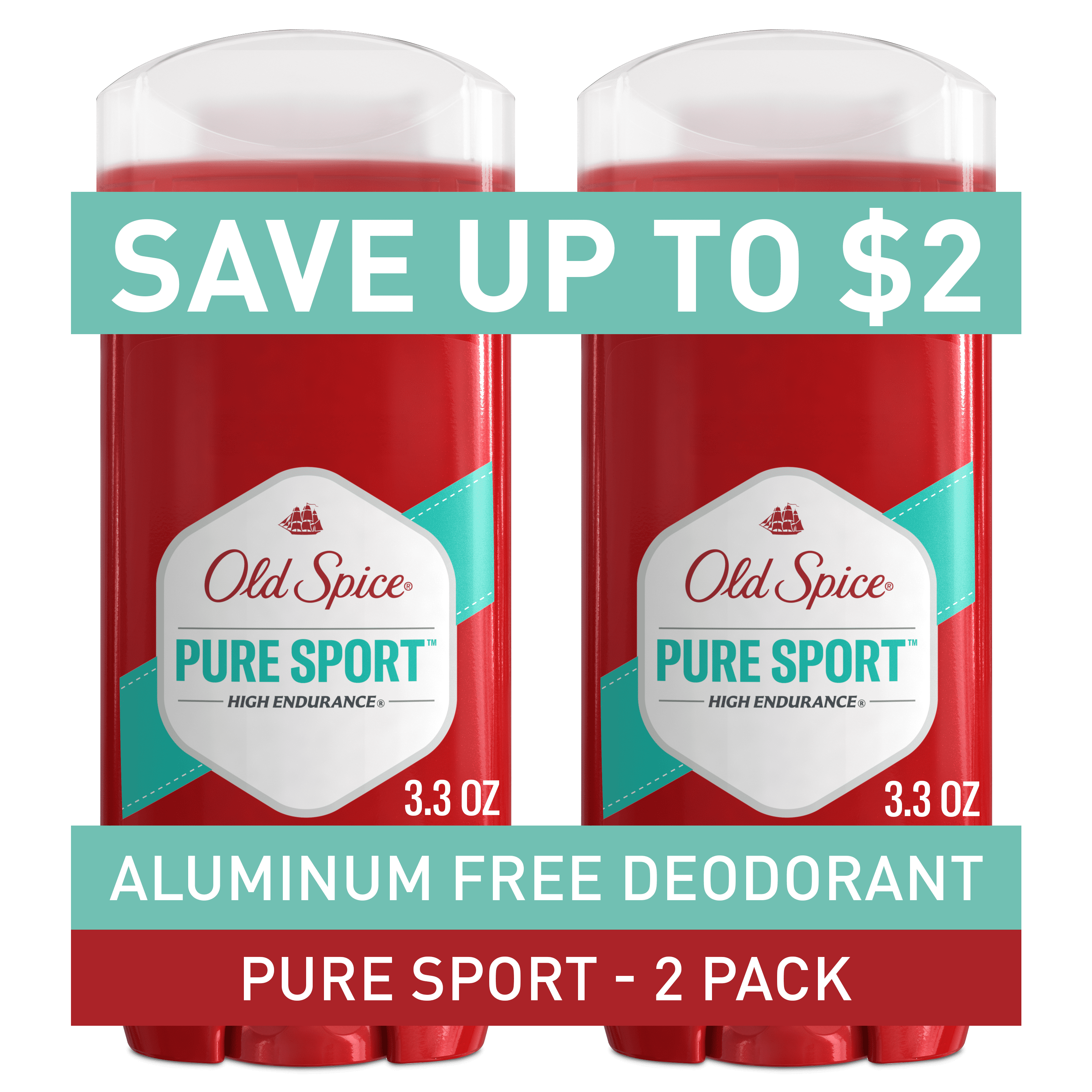 Aluminum Free Men'S Deodorant, High Endurance Pure Sport, 3.4 Oz (2 Pack)