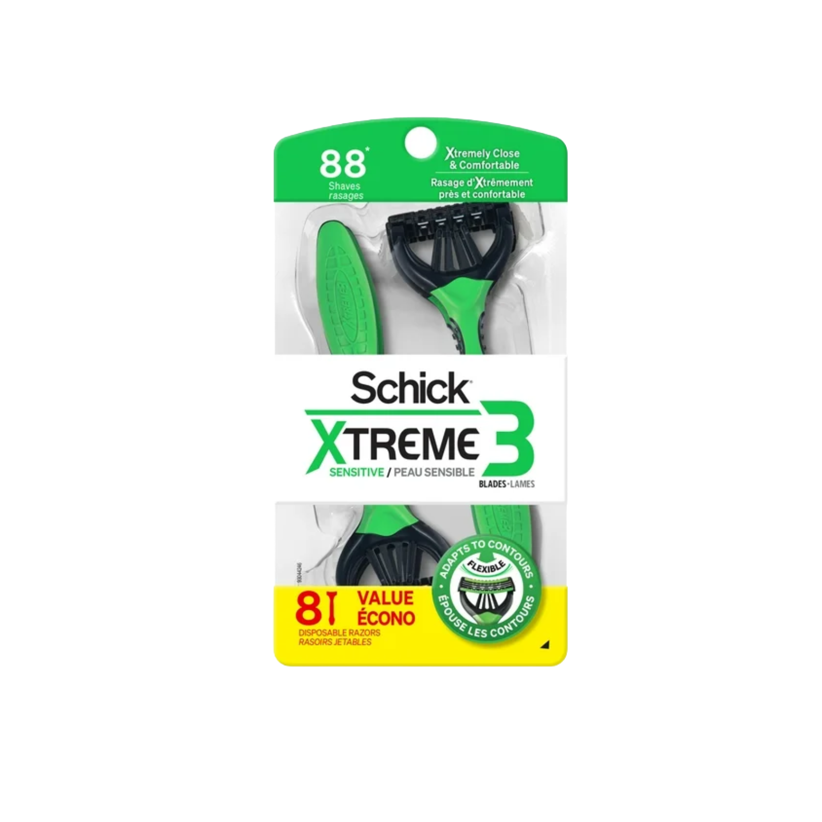 Xtreme 3-Blade Disposable Razors – Men’s Sensitive Skin, 8 Ct