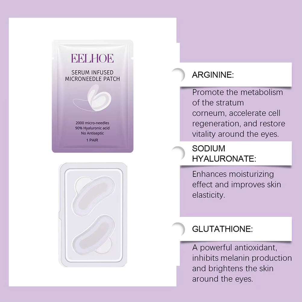 Collagen Microneedle Eye Patch Hyaluronic Acid Soluble Microneedle Eye Mask for Dark Eye Circle Moisturizing under Eye Skin Care