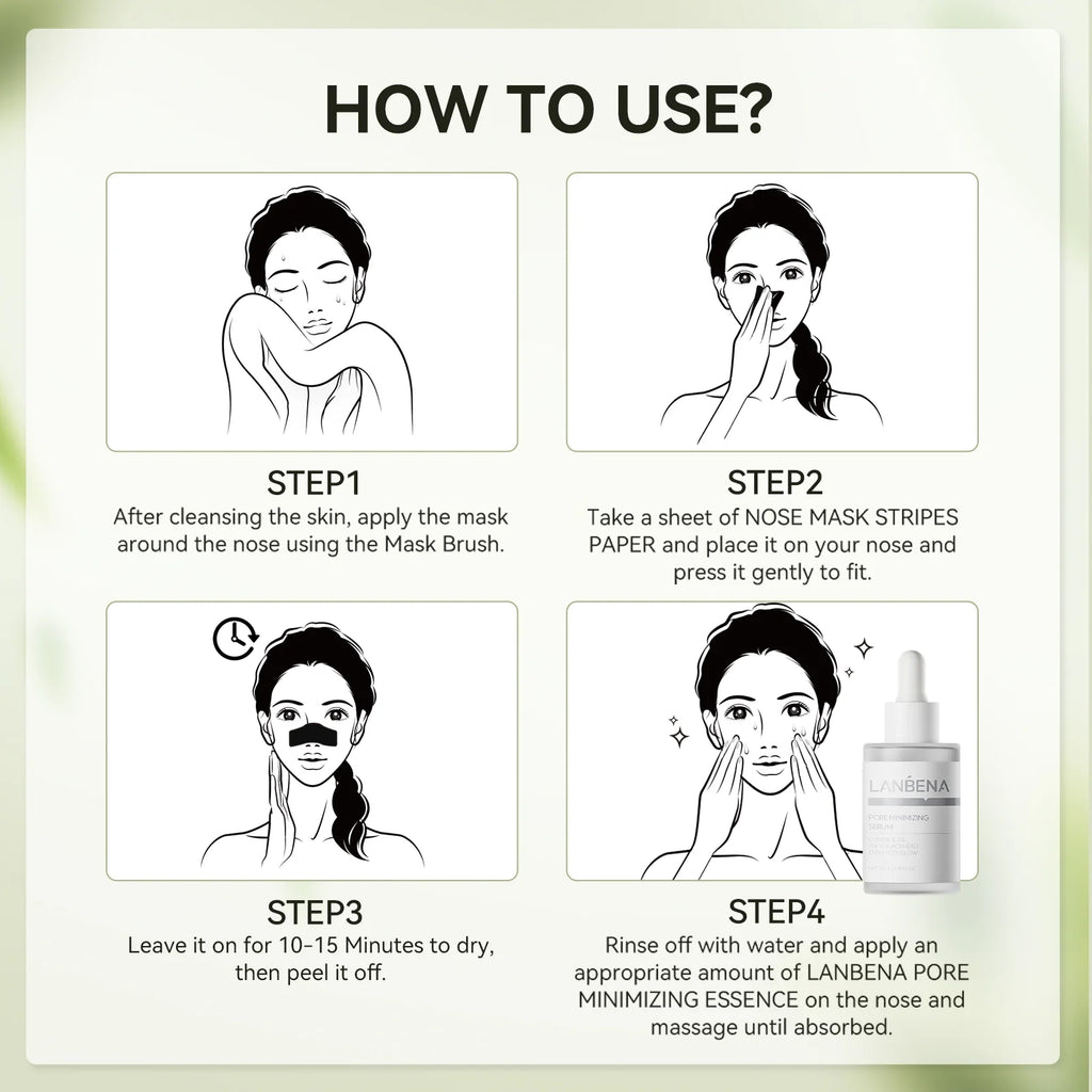 3-In-1 Blackhead Removal Set - Bamboo Charcoal Pore Strips (30G), Pore Minimizing Serum (30Ml) & Removal Paper - Mask for Face, Minimizes Pores & Leaves Skin Fresh & Clean, Blackhead Remover